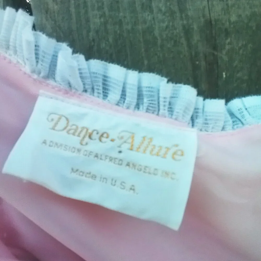 VINTAGE 70'S 80'S DANCE ALLURE MAXI DRESS SZ 8 WHITE PINK OFF SHOULDER TIERED - Picture 3 of 13